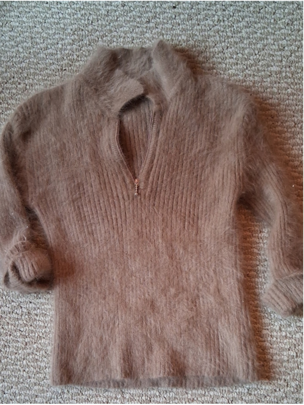 Angora Zip-Neck Women's Turtleneck Sweater S